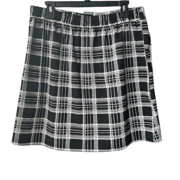 Vero Moda Plaid Checkered Black White A-Line Skirt Size XL - Picture 2 of 3